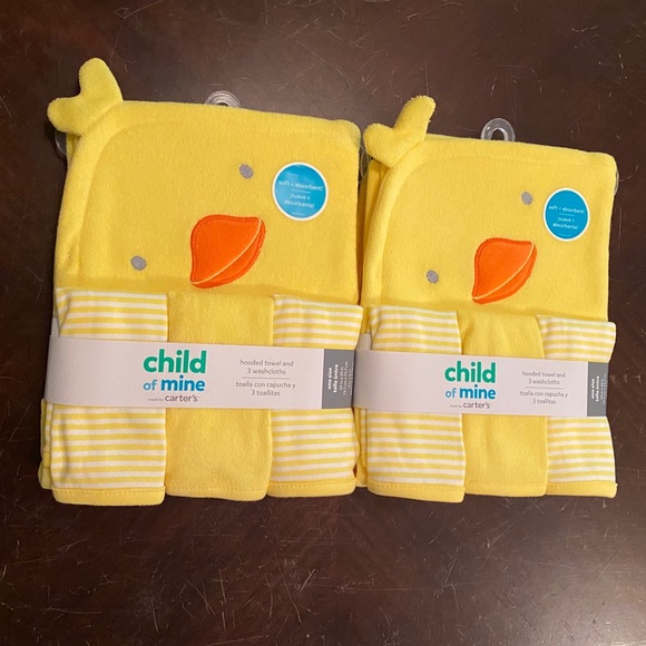 child of mine hooded towel and three washcloths